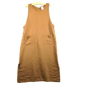 Erika Studio Women's Tank Dress Brown Large Sleeveless Crew Neck Rayon Blend